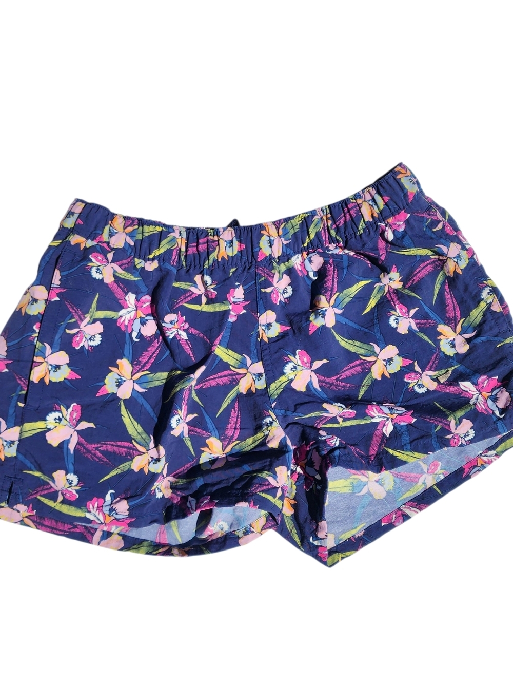 Patagonia Barely Baggies Navy Floral Mid Rise Shorts Medium